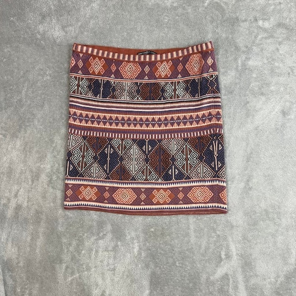 Peruvian Connection Geometric Knit Mini Skirt Womens L Aztec Multicolor Artisan